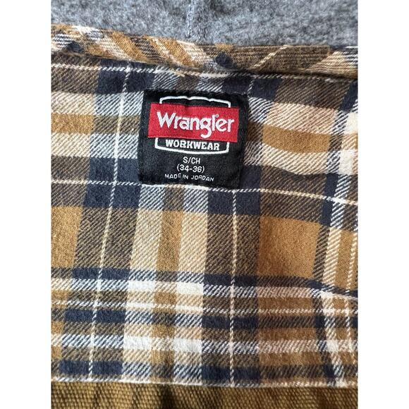 Wrangler Jacket Mens Small Brown Duck Canvas Hooded Coat Workwear Full Adult - Picture 5 of 5